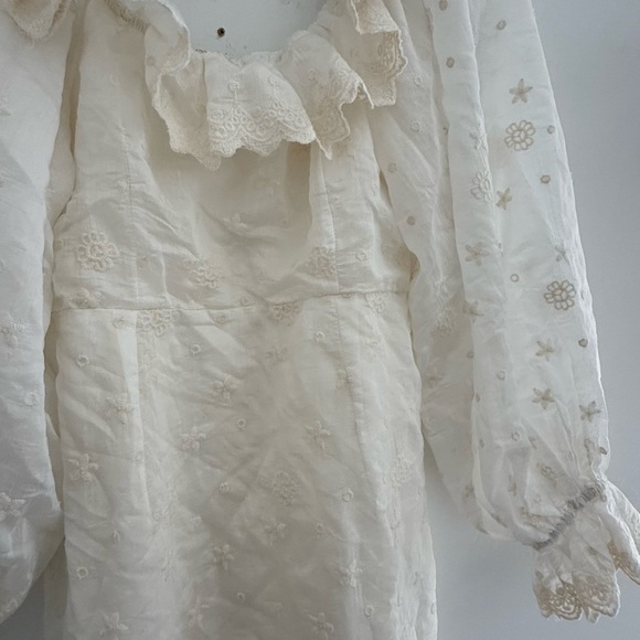 Ivory balloon sleeve off shoulder dress Amable by Mable | boho whimsical dress - Picture 3 of 9